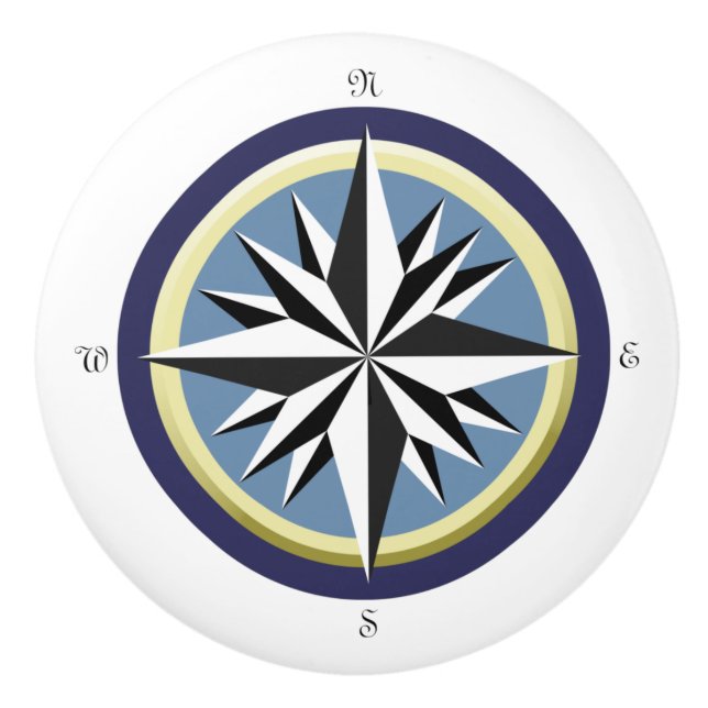 Bouton De Porte En Céramique Rose Compass (Devant)