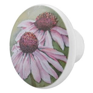 BOUTON DE PORTE EN CÉRAMIQUE ROSE DAISON FLEURS CÉRAMIQUE KNOB