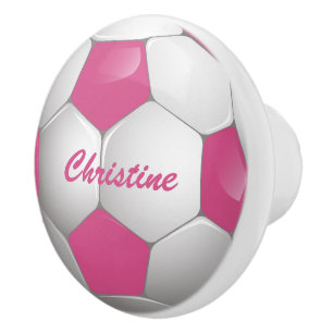 Bouton De Porte En Céramique Rose et blanc personnalisables de ballon de