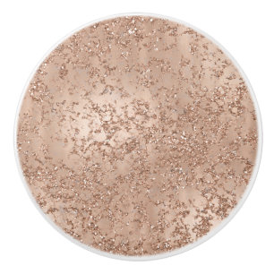 Bouton De Porte En Céramique Rose Gold Blush Rose Pailleté Glamour Crackle Chic