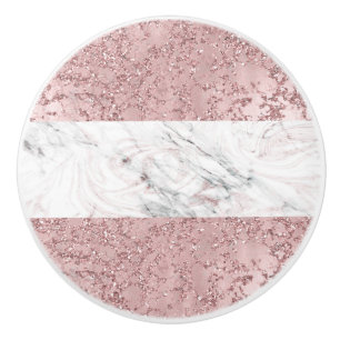 Bouton De Porte En Céramique Rose Gold Moderne Glam Marbre & Paillettes Décorat