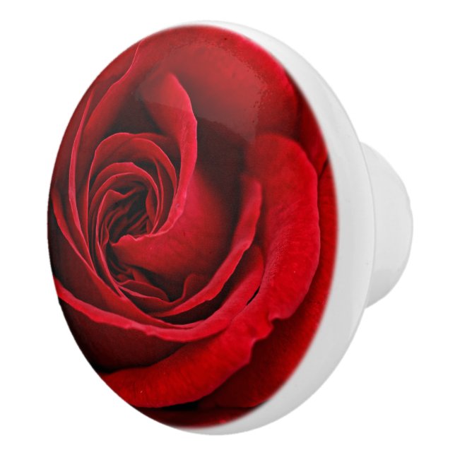 Bouton De Porte En Céramique Rose rouge brillante près (Droite)