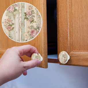 Bouton De Porte En Céramique Rose Rustique Vitage