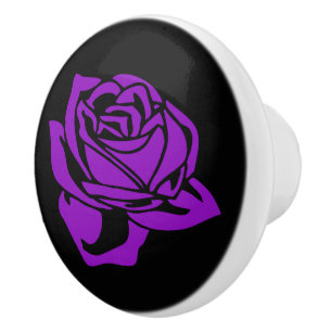 Bouton De Porte En Céramique Rose violet et bracelet en céramique noire