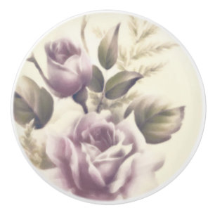 Bouton De Porte En Céramique Roses Anciennes Élégance Vintage Sur-Mesure Chic