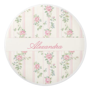 Bouton De Porte En Céramique Roses Coquette Roses Rose personnalisée en Pink