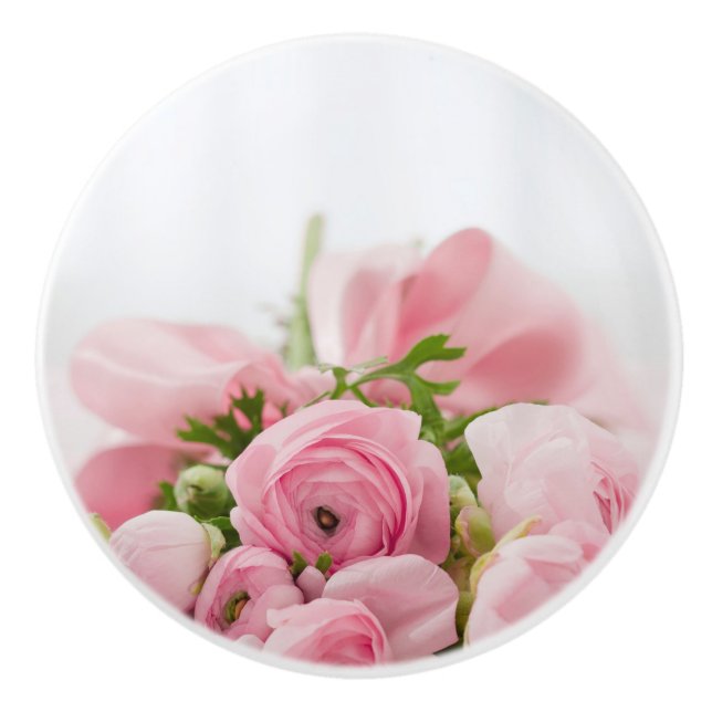 Bouton De Porte En Céramique Roses Mariages roses (Devant)