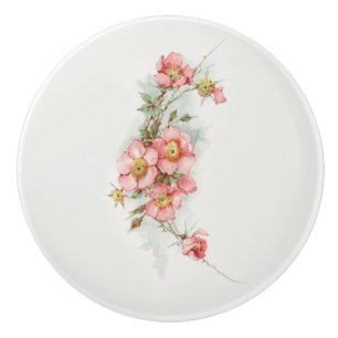 Bouton De Porte En Céramique Roses vintages peints à la main