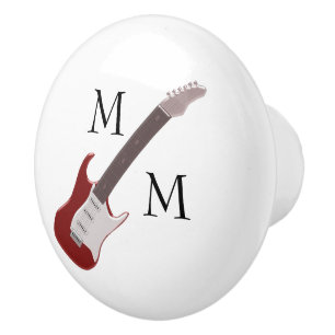 Bouton De Porte En Céramique Rouge Guitare électrique Monogramme Ceramic Knob