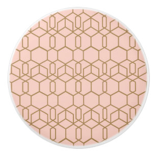 Bouton De Porte En Céramique Rouge pêche et or Moderne Boho Géométrique Glam