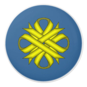 Bouton De Porte En Céramique Ruban de trèfle jaune par Kenneth Yoncich