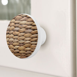 Bouton De Porte En Céramique Rustic Beach Tropical Island Woven Wicker