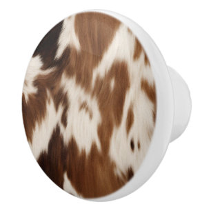 Bouton De Porte En Céramique Rustic Farmhouse Cowboy Western Country Cowhide