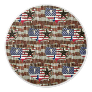 Bouton De Porte En Céramique Rustique Texas Lone Star Texas Long Horn
