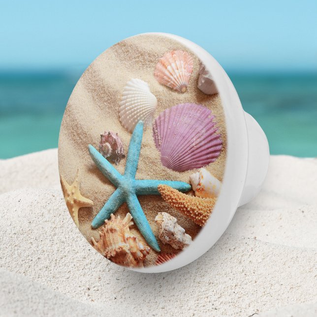Bouton De Porte En Céramique Sable marin de coquillages marins (Créateur téléchargé)