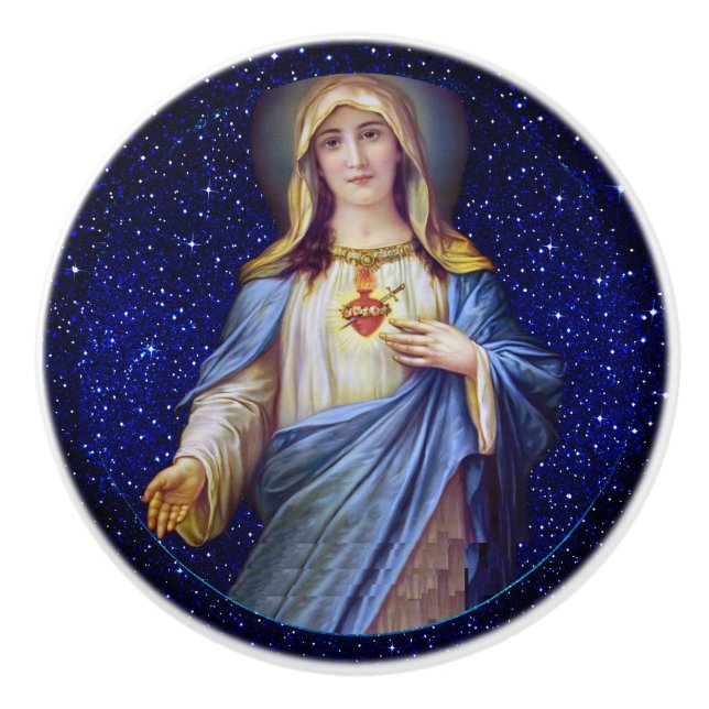Bouton De Porte En Céramique Sacred Heart of Mary Ceramic Knob (Devant)