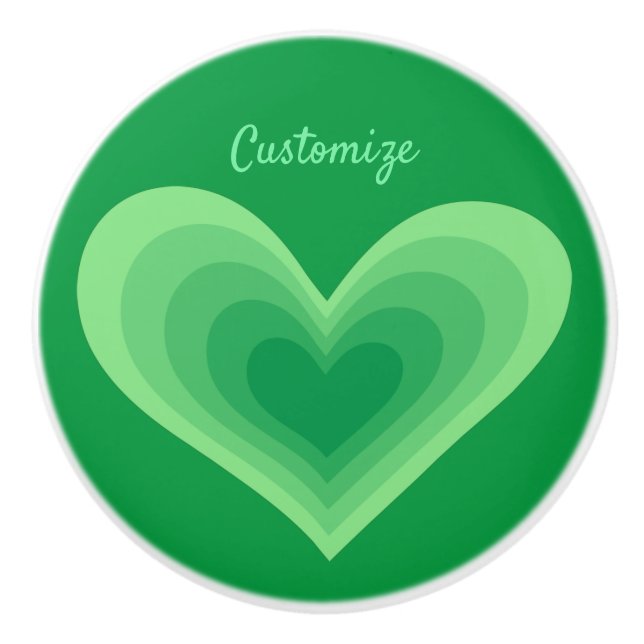 Bouton De Porte En Céramique Sage Green Heart Thunder_Cove  (Devant)