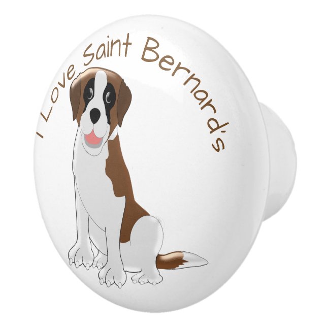 Bouton De Porte En Céramique Saint Bernard Chien Design (Droite)