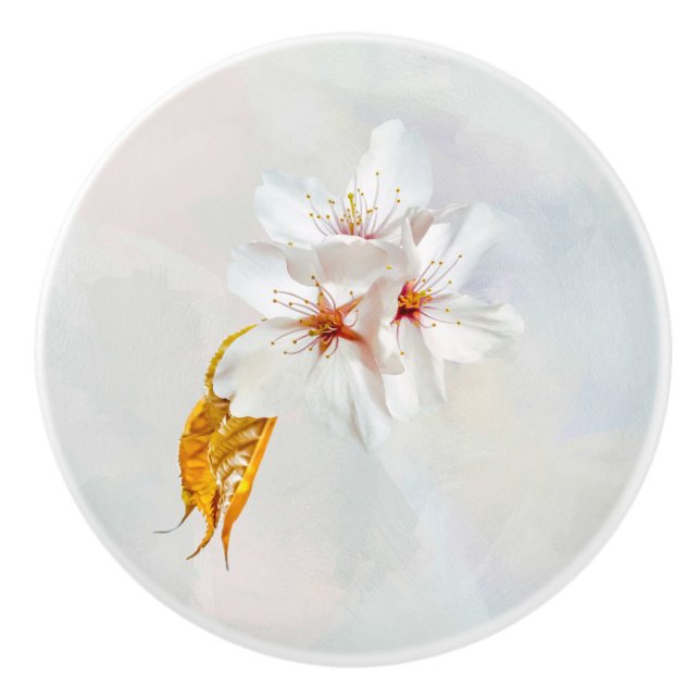 Bouton De Porte En Céramique Sakura - Fleur de cerisier japonaise (Devant)