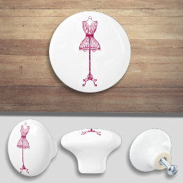 Bouton De Porte En Céramique Salle de couture rose Bodice Robe Forme Ceramic Kn