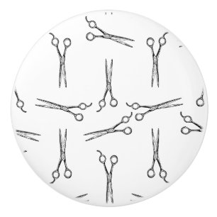 Bouton De Porte En Céramique Salon ciseaux Coiffeur Chevaliers personnalisées
