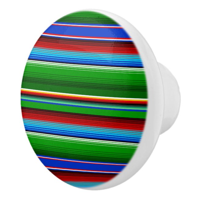 Bouton De Porte En Céramique Sarape mexicaine rouge vert (Droite)