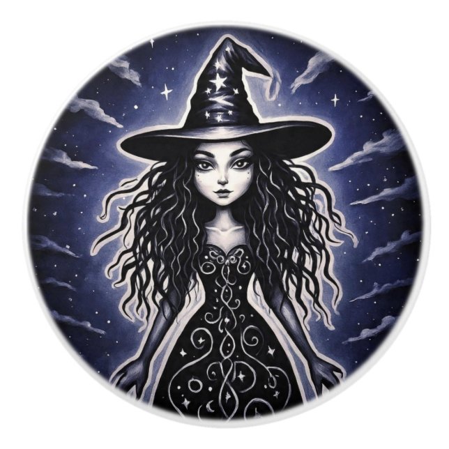 Bouton De Porte En Céramique SassyWitch (Devant)