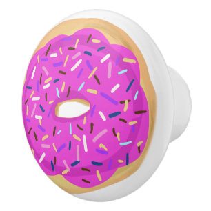 Bouton De Porte En Céramique Sauce givrée saupoudrée rose