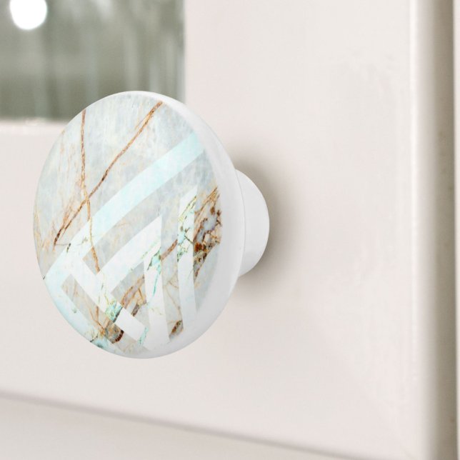 Bouton De Porte En Céramique Scandinave minimaliste Géométrique Marbre Beige (Scandinavian Minimalist Geometric Beige Marble Ceramic Knob)
