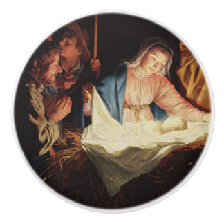Bouton De Porte En Céramique Scène de la Nativité