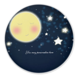 Bouton De Porte En Céramique Scintille Petite Étoile Lumineuse Lune Heureuse Cé