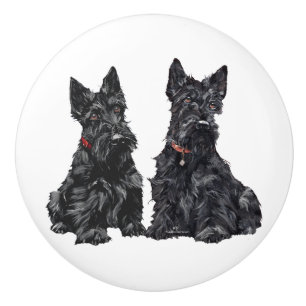 Bouton De Porte En Céramique Scottish Terrier Knobs
