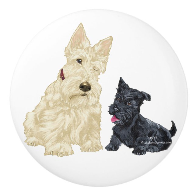 Bouton De Porte En Céramique Scottish Terrier Knobs (Devant)