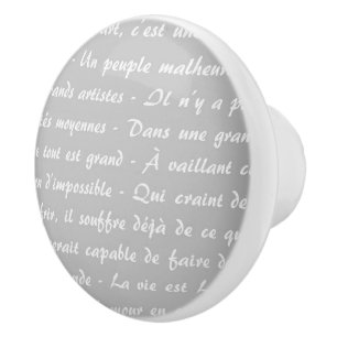Bouton De Porte En Céramique Script gris en français