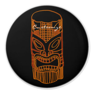 Bouton De Porte En Céramique Sculpture Gold Tiki Thunder_Cove