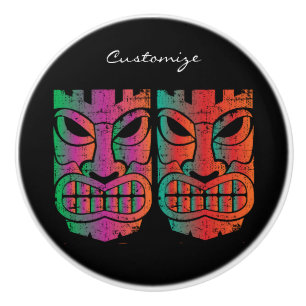 Bouton De Porte En Céramique Sculpture Twin Tiki Thunder_Cove