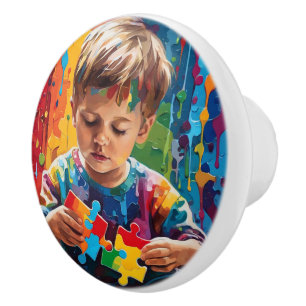 Bouton De Porte En Céramique Sensibilisation sur l'autisme