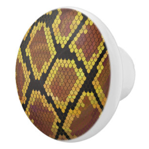 Bouton De Porte En Céramique Serpent Brown et impression or