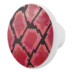 Bouton De Porte En Céramique Serpent noir et rouge