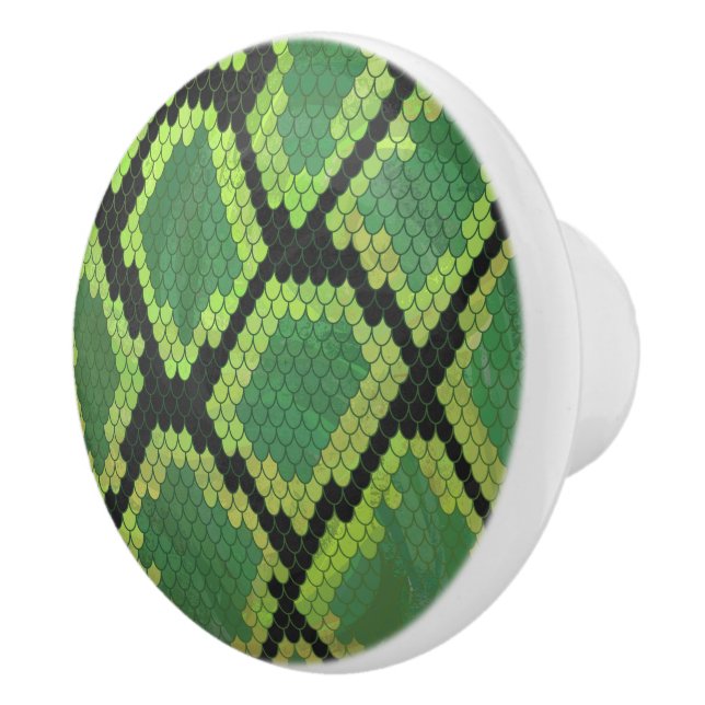 Bouton De Porte En Céramique Serpent noir et vert (Droite)