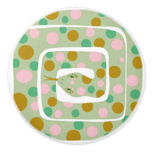 Bouton De Porte En Céramique Serpent rose et vert Abstrait poêlé amusant