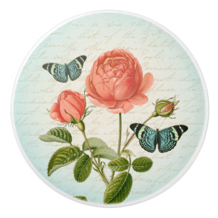 Bouton De Porte En Céramique S'est levé et le bouton en céramique floral