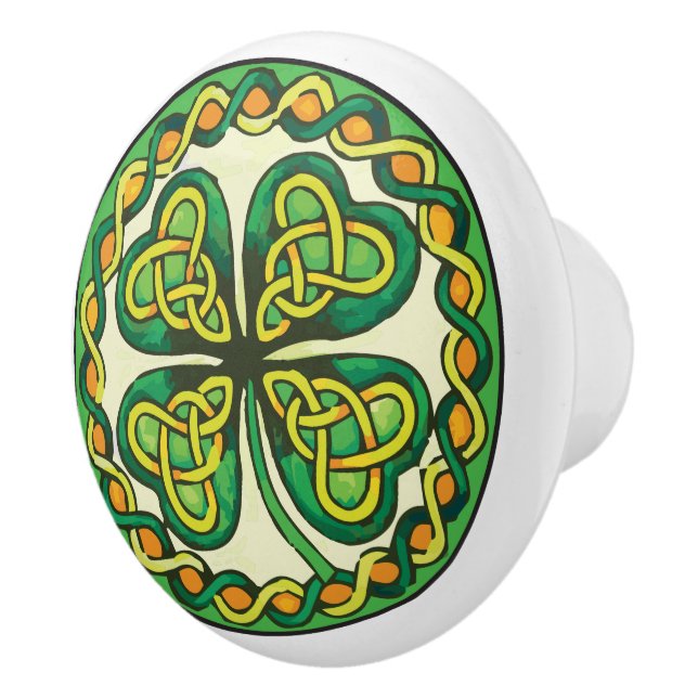 Bouton De Porte En Céramique Shamrock irlandais (Droite)