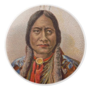 Bouton De Porte En Céramique Signaux de fumée : Lakota Indian Chief Sitting Bul
