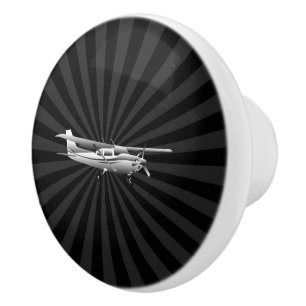 Bouton De Porte En Céramique Silhouette de Cessna d'avions pilotant le rayon de