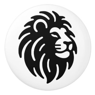 Bouton De Porte En Céramique Silhouette Lion Simple Minimaliste