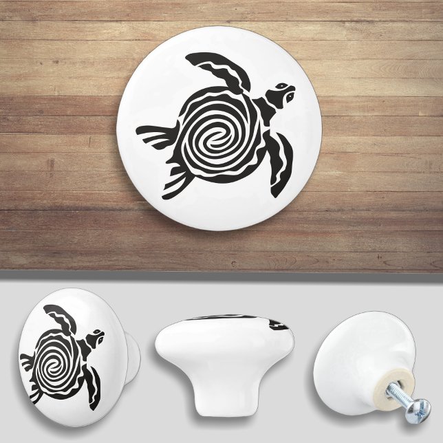 Bouton De Porte En Céramique Silhouette noire et blanche (Créateur téléchargé)