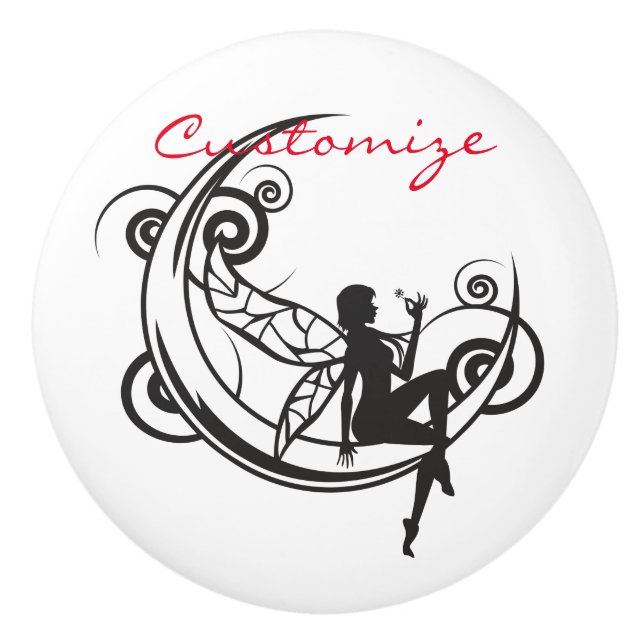 Bouton De Porte En Céramique Silhouette velue Lune Thunder_Cove (Devant)
