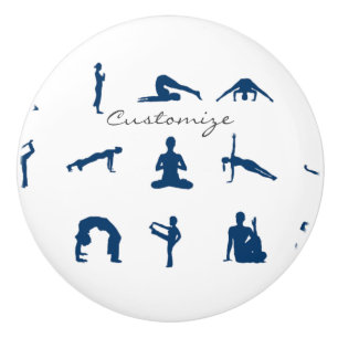 Bouton De Porte En Céramique Silhouette Yoga Possède Thunder_Cove