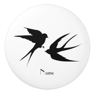 Bouton De Porte En Céramique Silhouettes d'oiseaux hirondelles Thunder_Cove